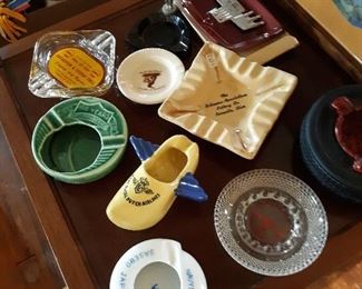 Many vintage ashtrays