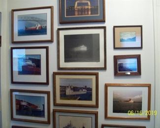 Many nautical prints and paintings