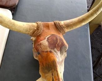 Long horn cow skull painted