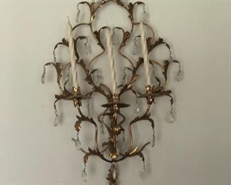 hollywood regency gold wall sconce 