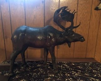 leather elk statue