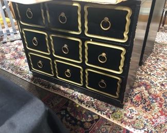 dorothy draper black and gold chest of drawers dresser pair 