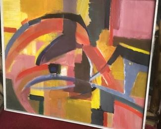 mid century modern abstract oil painting