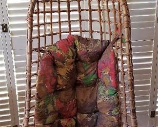 Vintage Rattan Hanging Egg Chair With Stand