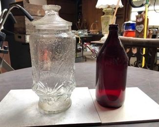 Royal Ruby Anchor Glass Bottle