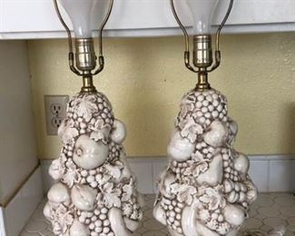 Vintage Ceramic Lamps Fruit Motif Made in Italy
