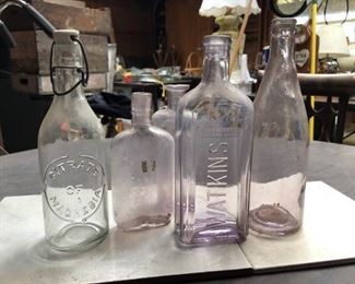 Vintage Light Lavender Colored Glass Bottles