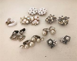 White Costume Earrings