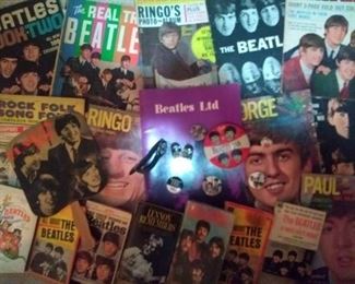 VINTAGE  BEATLES ORIGINAL MAGAZINES, BUTTONS, FANS, AND ORIGINAL CONCERT PROGRAMS