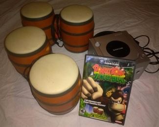 Vintage Nintendo Game Cube and Donkey Kong Jungle Beat Game