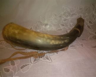 Vintage Hand Made Real Horn Gun Powder Holder