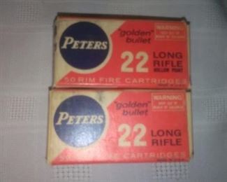 2 Boxes Vintage Peters .22 Long Rifle Ammunition