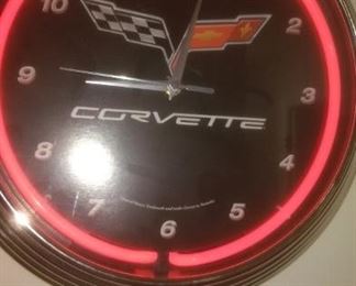 Neon Corvette Clock Sign