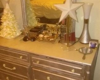 Vintage Silver 1966 Thomasville Dresser and Mirror