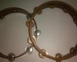 2 Vintage Wood Tambourine