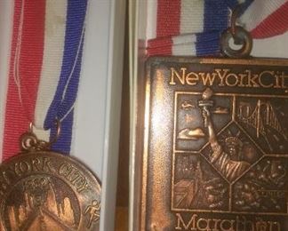 Vintage 1980 and 1986 New York City Marathon Medals
