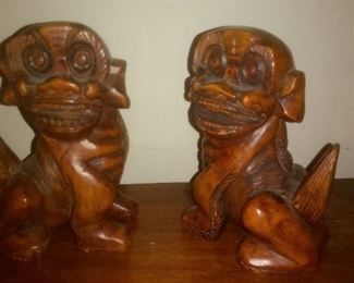 Vintage Wood Foo Dogs