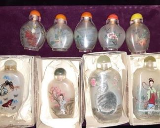 Vintage Asian Hand Painted Snuff Bottles