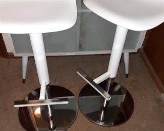 Pair of White Retro Bar Stools