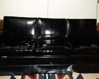 Vintage Black Patent Leather Couch