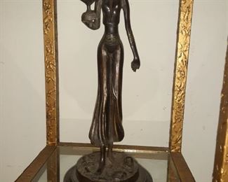 Bronze Lady Holding Flowers