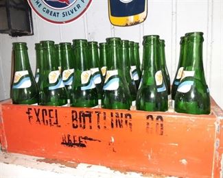 Vintage Excel Bottling Co. Crate and Bottles