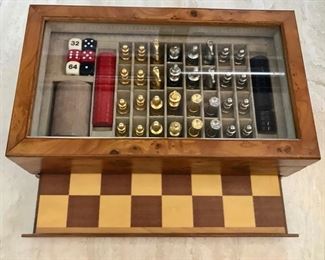 Beautiful Chess/Backgammon Set - Brass and Pewter