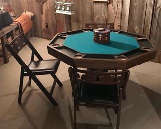 Poker Table with Four Folding Chairs