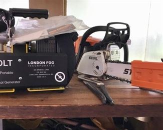 Portable ULV Generator  "London Fog" and Stihl Chain Saw - Three Car Garage Filled with a Very Large Selection of Tools, Equipment, and more...