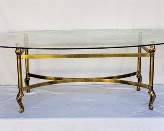 Brass coffee table with beveled glass top