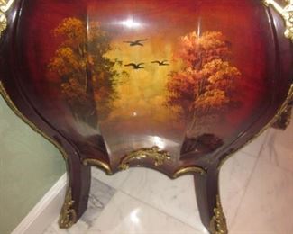 French Hand Painted Marble Top Chest