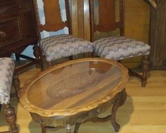 Antique Walnut Jacobean style small coffee display table