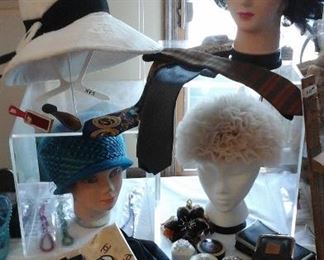 Vintage hats by Lilly Dache', Christian Dior, and others.