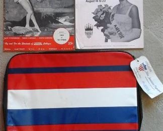 April 1948 Campus time magazine, 1968 Welcome Mrs. America Finalists to Mrs. America Pageant and 1 Going to the Mrs. America Pageant carry case.