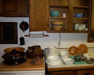 Yellow Ware Bowl, Carnival Glass, Hull Bowl, Wooden Bowls, Correll Dishes