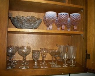 Fenton Pink Opalescent Hobnail set of 6 glasses