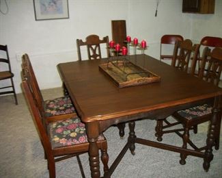 Walnut Table & 5 Chairs