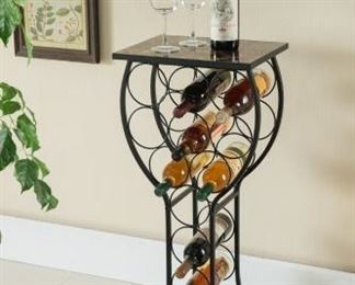 Kings Brand Furniture Metal With Marble Finish Top Wine Storage Organizer Display Rack Table
