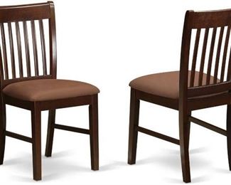 East West Furniture NFC-MAH-C Dining Room Chair Set with Upholstered Seat, Mahogany Finish, Set of 2