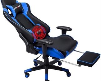 Nokaxus Gaming Chair Large Size High-Back Ergonomic Racing Seat with Massager Lumbar Support