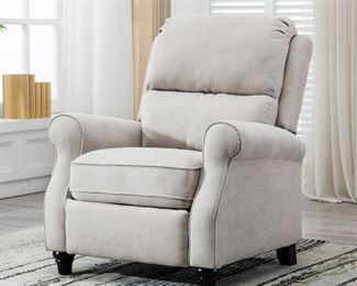 BONZY Pushback Recliner Roll Arm and Easy to Push Mechanism Recliner Chair - Buff