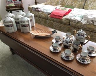 Coffee Table, Old Canister  Set, Demitasse  Set