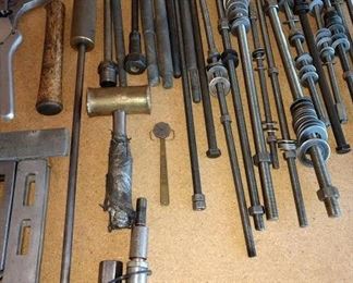 Garage: Brass Hammer, Slide Hammer Puller, Threaded Rods Holding Washers, Magnaflux Tester