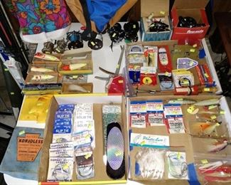 Basement: Fishing Reels, Plugs, Hooks, Spinners, Etc.