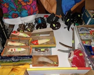 Basement: Fishing Reels, Plugs, Hooks, Spinners, Etc.
