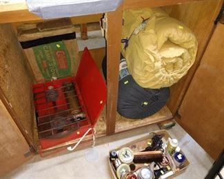 Basement: Stove, Sleeping Bags, Shoe Shine Kit