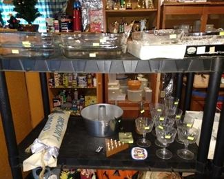 Basement: Pyrex Cake Plates, Glasses, Other Things