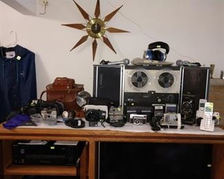 Living Room: Sony Reel to Reel, Kodak Cameras, Pentex & Others