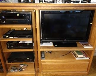 Living Room Black Crystal JVC 32BC3992, Sony STR-DA1ES5.1 Channel AV Home Theater Dolby Digital Receiver, JVC-HR-D830U VHS, Sony CDP-C215, Sony NS-NS315