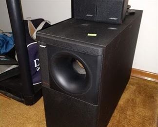 Living Room: Bose Woofer & Small Speakers